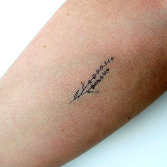 Tatouage temporaire artistique de lavande minimaliste (lot de 3)