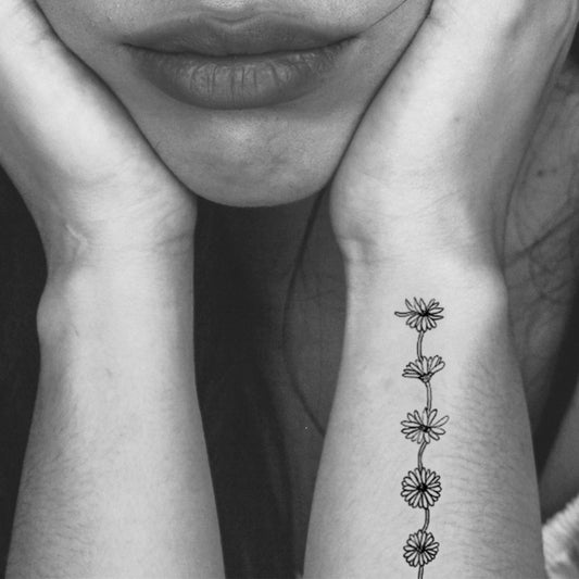 Tatouage temporaire de collier de marguerites (lot de 2) - encredelicate