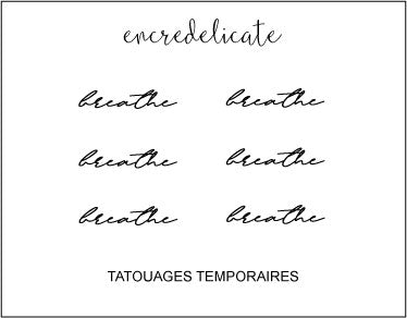 mot breathe en tatouage temporaire (lot de 6)