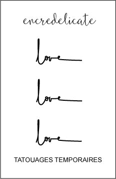 tatouage temporaire mot love (lot de 3)