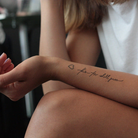 Tatouage temporaire de la phrase this too shall pass (lot de 3) - encredelicate