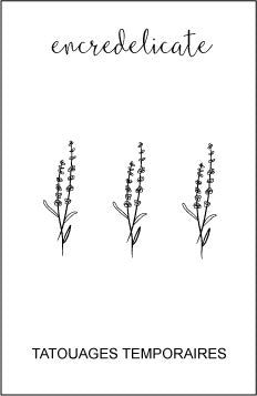 Tatouage temporaire artistique de lavande minimaliste (lot de 3)
