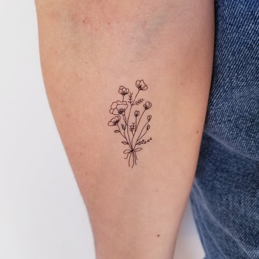 tatouage temporaire bouquet de fleurs sauvages (set de 2)