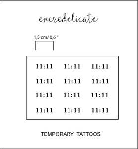 Tatouage temporaire numéro ange 11 : 11 (set de 12)