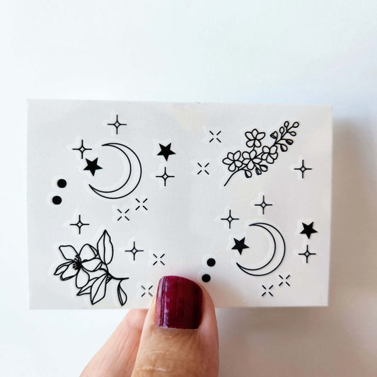 tatouage temporaire constellation bélier avec fleurs (set de 4)
