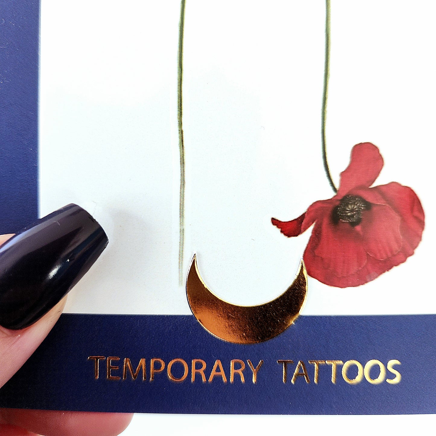 Tatouage temporaire de coquelicot en couleur (lot de 2)