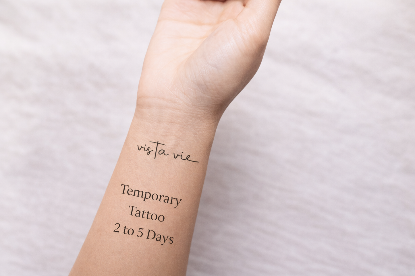 Tatouage temporaire “Vis ta vie” en écriture cursive minimaliste (set de 4) – Tattoo éphémère inspirant – Test avant tatouage