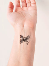 Charger l&#39;image dans la galerie, tatouage temporaire papillon fleur (lot de 2)