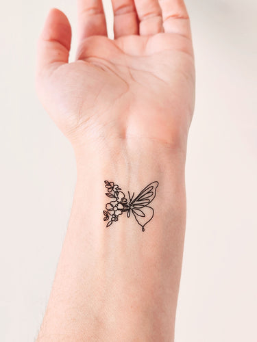 tatouage temporaire papillon fleur (lot de 2)