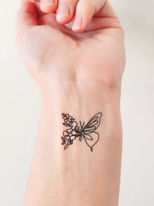 tatouage temporaire papillon fleur (lot de 2)