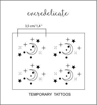 Tatouage temporaire constellation du Cancer avec papillon et lune (set de 4 tattoos)