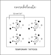 Charger l&#39;image dans la galerie, Tatouage temporaire constellation du Cancer avec papillon et lune (set de 4 tattoos)