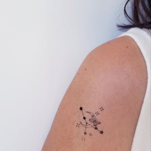 Tatouage temporaire constellation du Cancer avec papillon et lune (set de 4 tattoos)