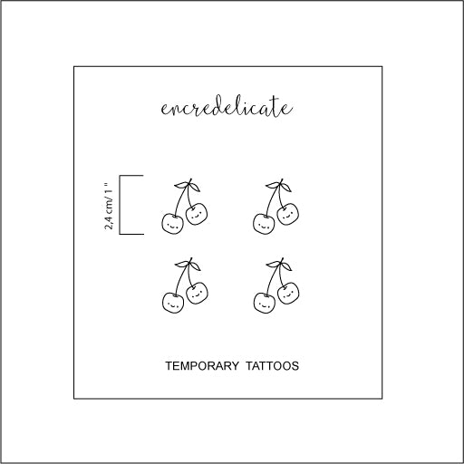 tatouage temporaire cerise kawaï (lot de 4)