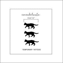 Charger l&#39;image dans la galerie, tatouage temporaire de silhouette de chat noir marchant (lot de 3)