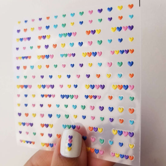 Autocollants 3D pour ongles cœurs multicolores