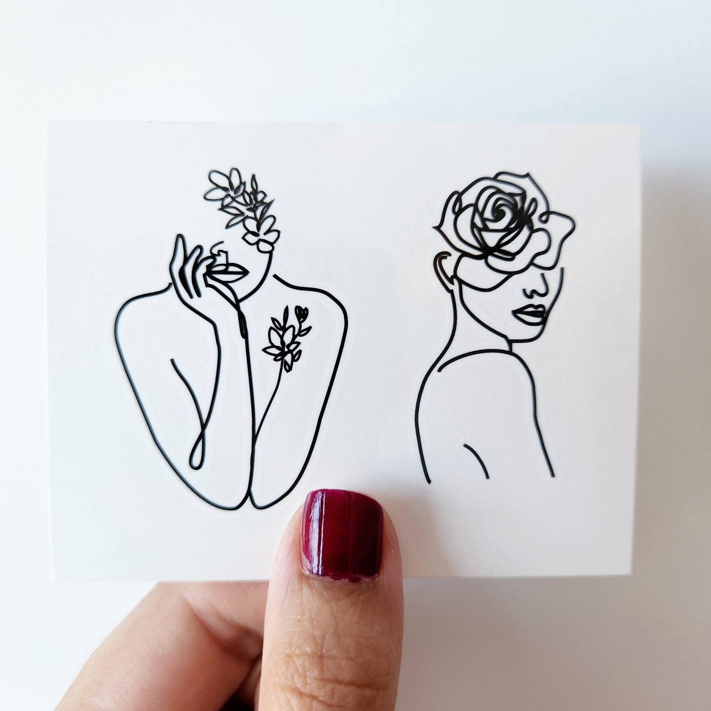 Femme fleur tatouage temporaire (set de 2 designs)