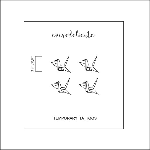 tatouage temporaire de grue en origami (lot de 4)