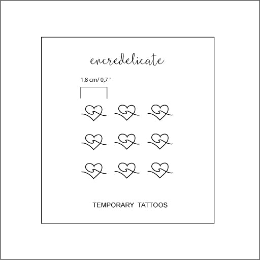 tatouage temporaire coeur et vague (set de 9)