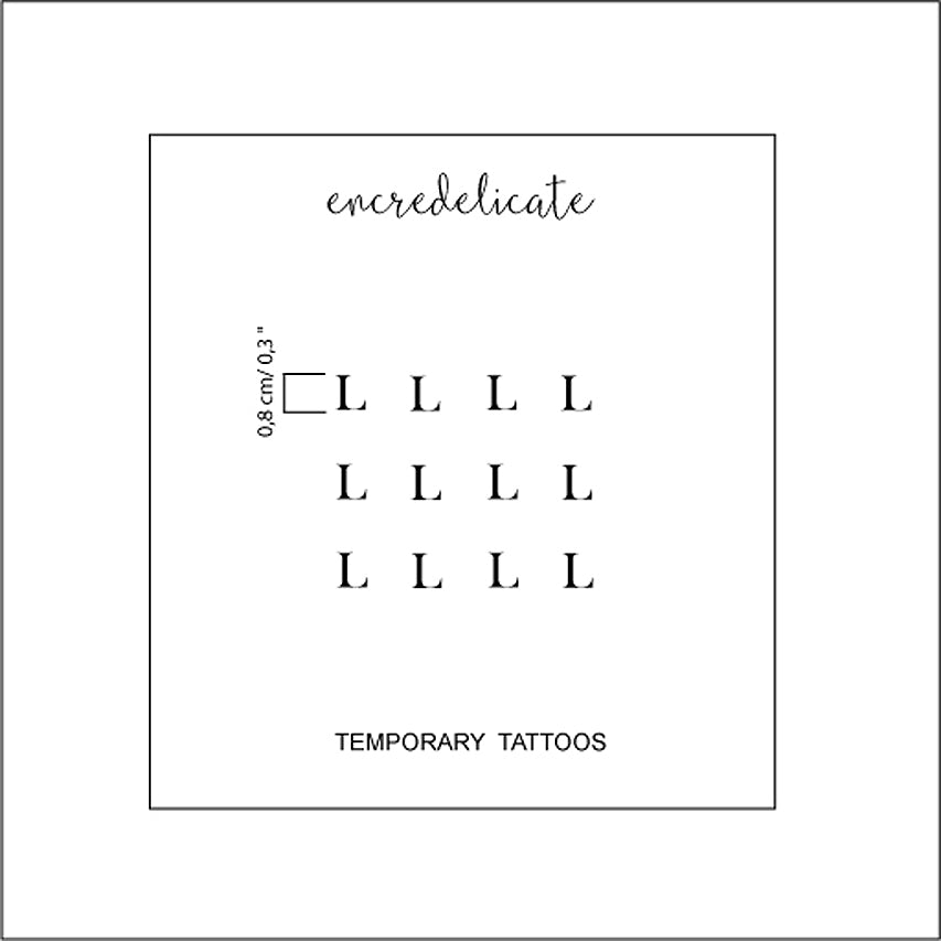 tatouage temporaire lettre majuscule L (set de 12)