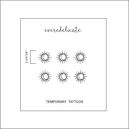 Tatouages temporaires minimalistes de soleil et de lune (set de 6)