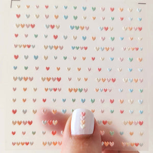 stickers 3D pour ongles coeurs pastels