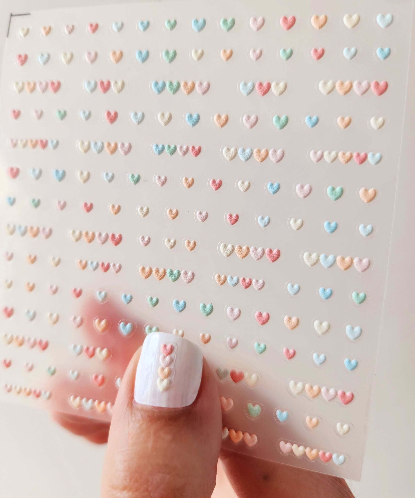 autocollants 3D pour ongles cœurs pastels