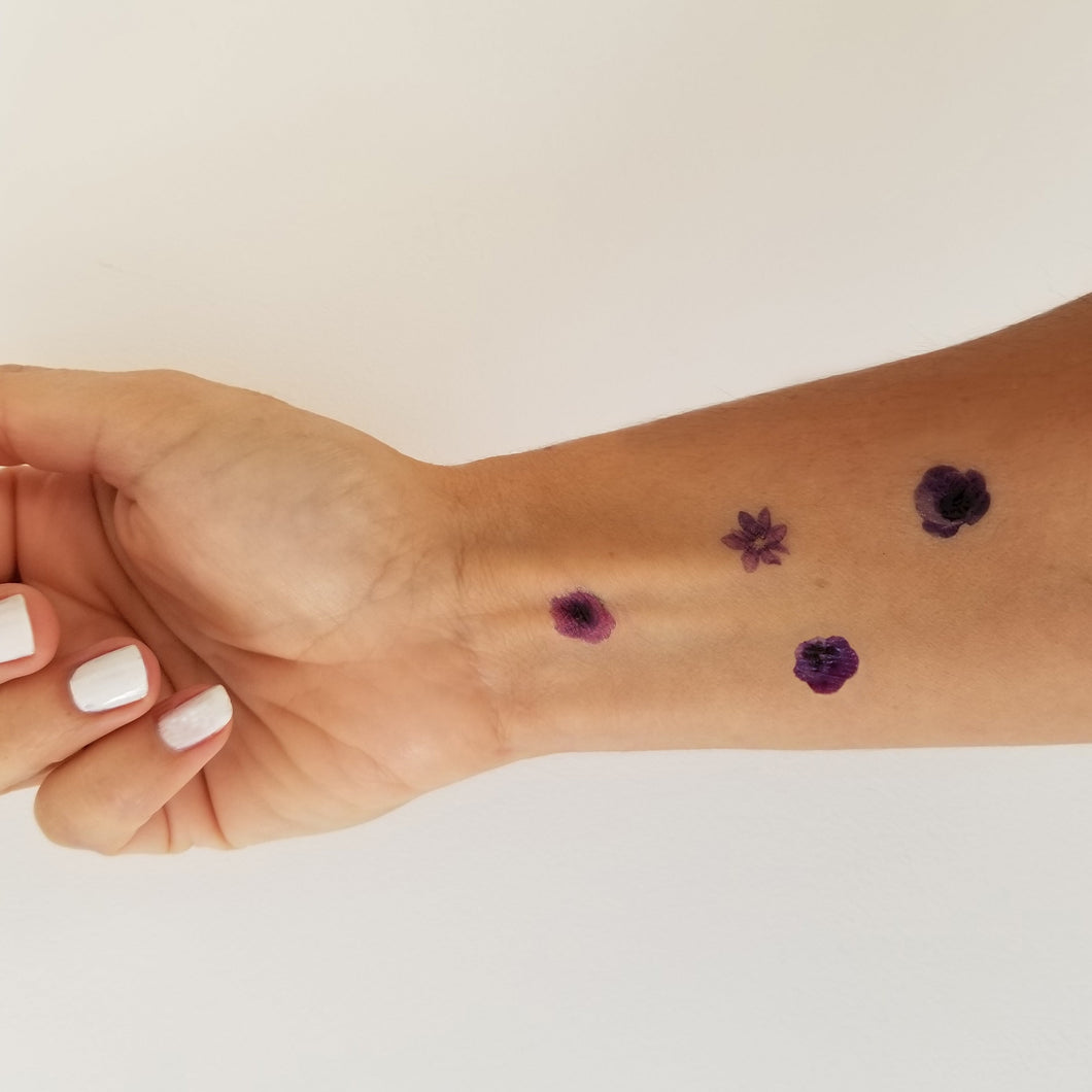 tatouage temporaire fleurs violettes (12 tattoos)