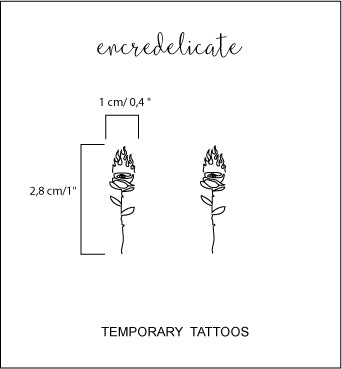 tatouage temporaire rose en feu (set de 2 tatouages)