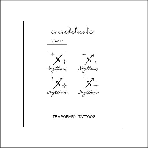 Tatouages temporaires du signe zodiacal du Sagittaire (set de 4)