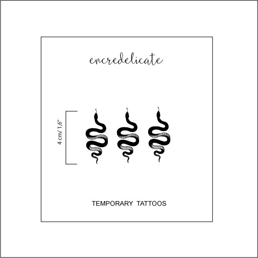 tatouage temporaire petit serpent noir pour femme ou homme (lot de 3)