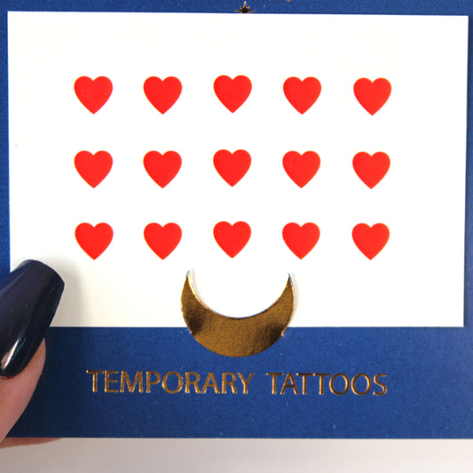 Tatouages temporaires cœur rouge – Mini tattoos (lot de 15)