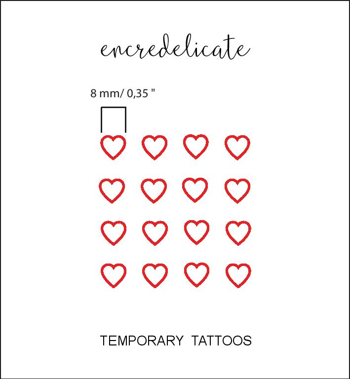 coeur rouge tatouage temporaire (set de 16)