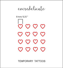 Charger l&#39;image dans la galerie, coeur rouge tatouage temporaire (set de 16)