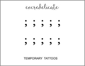 tatouage temporaire de point-virgule en noir (lot de 10)