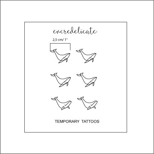 tatouage temporaire baleine minimaliste (lot de 6)