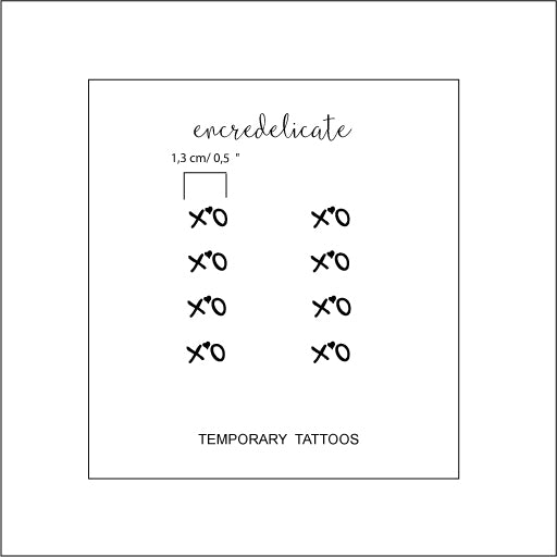 Tatouages temporaires du motif "xo" (set de 8 tatouages)