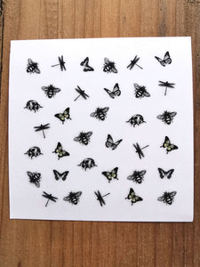 stickers nail art abeille, papillon, libellule et coccinelle