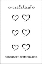 Charger l&#39;image dans la galerie, tatouage temporaire de coeur noir minimaliste (lot de 6)
