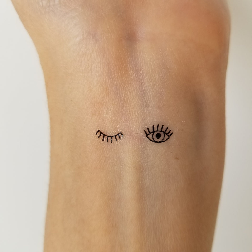 Tatouage temporaire oeil et cils minimaliste (lot de 16)