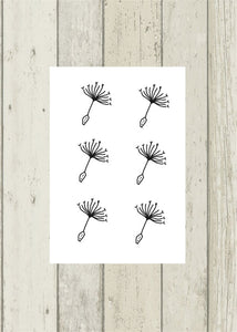 Tatouage temporaire minimaliste d'une aigrette de pissenlit (lot de 6) - encredelicate 