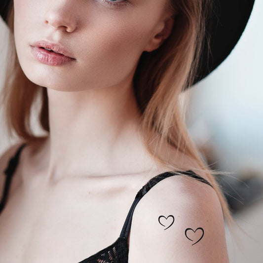 tatouage temporaire de coeur noir minimaliste (lot de 6) - encredelicate 