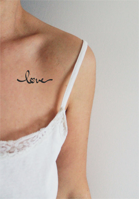 Tatouage temporaire du mot love (lot de 4) - encredelicate 