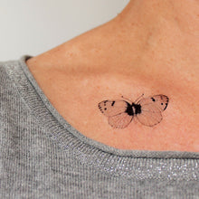 Charger l&#39;image dans la galerie, Tatouage temporaire papillon réaliste en noir (lot de 3) - encredelicate 