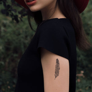 Tatouage temporaire plume en noir (lot de 2) - encredelicate 
