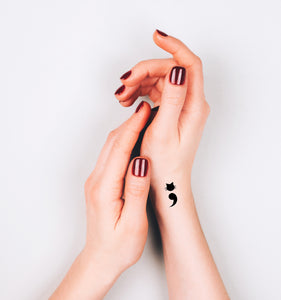 Tatouage temporaire de point-virgule en forme de chat (lot de 6) - encredelicate 