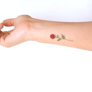 tatouage temporaire rose rouge (lot de 3)