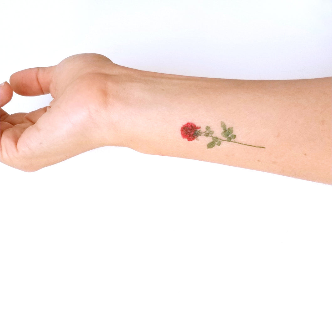 tatouage temporaire rose rouge (lot de 3)