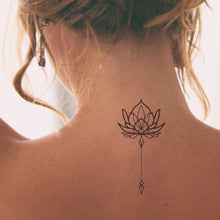 Charger l&#39;image dans la galerie, Tatouage temporaire de lotus géométrique - encredelicate 