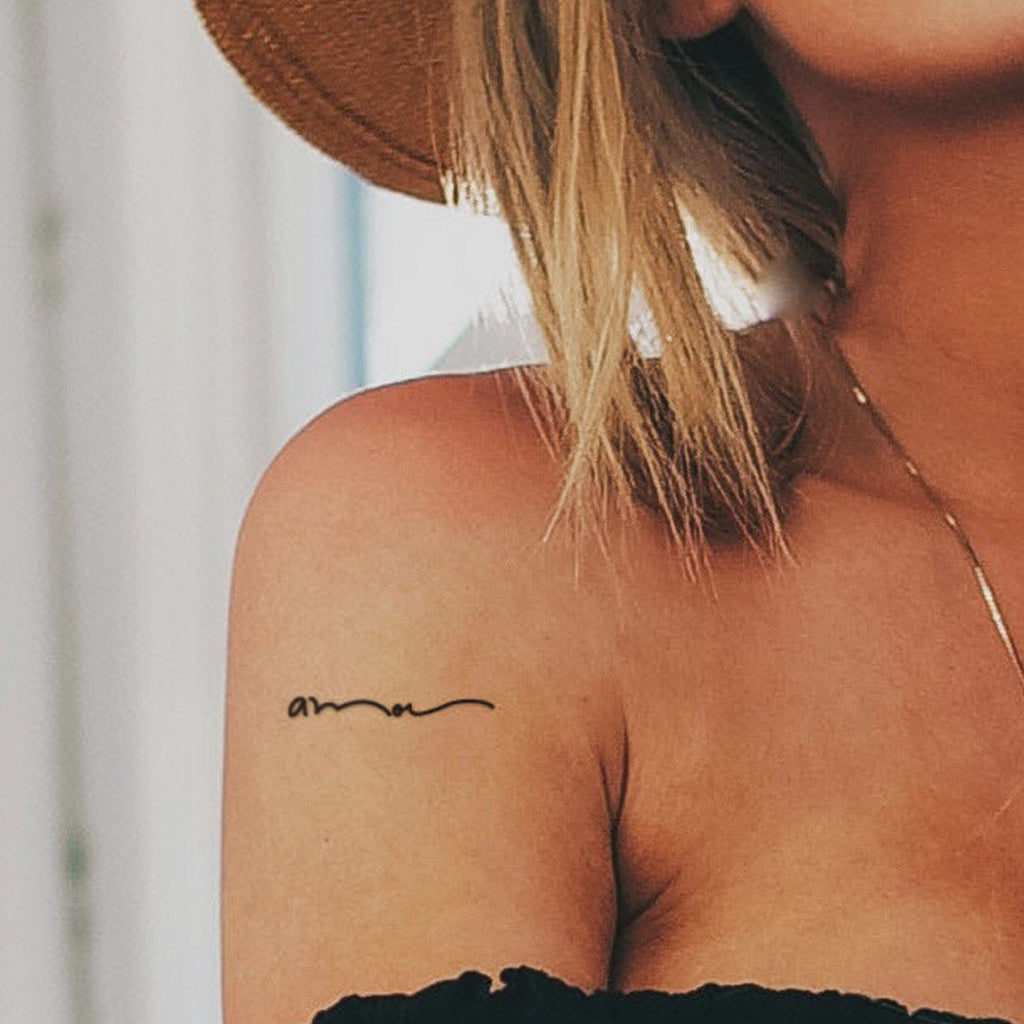 Tatouage temporaire du mot amor ou amour en espagnol (lot de 4) - encredelicate 
